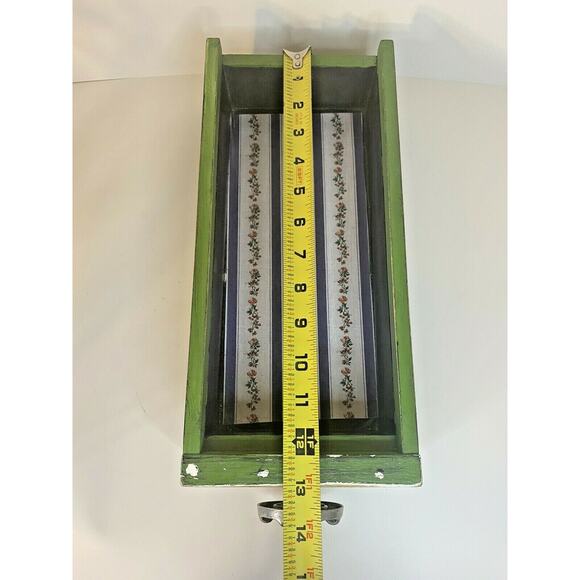 Farmhouse Wood Drawer Crate w/ Vintage Dairy Cow Spigot Handle, Green/Black - Picture 9 of 12